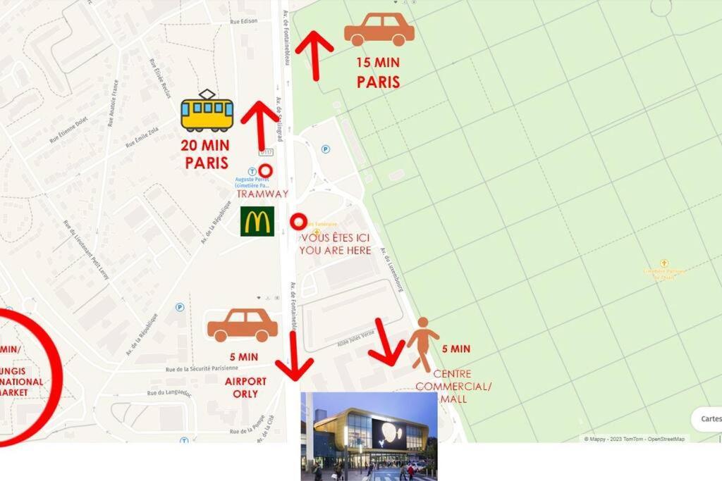Appartement Paisible Et Bien Situe - Proche Aeroport D'Orly Et Tramway Pour Paris Thiais Εξωτερικό φωτογραφία